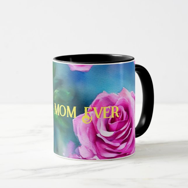Trendig Beval Watercolor Rosa ros Collection Mugg (Framsida höger)
