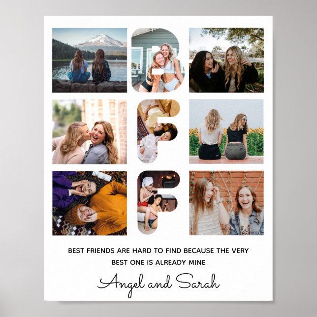Trendig BFF Bästa Friend Chic Modern Photo Collage Poster (Framsidan)