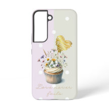 Trendig Bibel Mauve Grå Punkt Blommig Cupcake Hjär