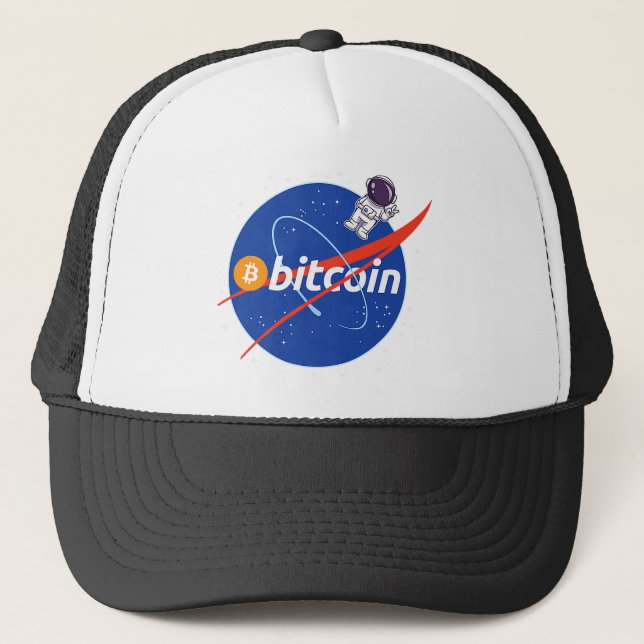 Trendig Bitcoin Astronaut Space Crypto Keps (Framsida)