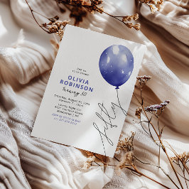 Trendig blå ballong 50-årsdag inbjudningar