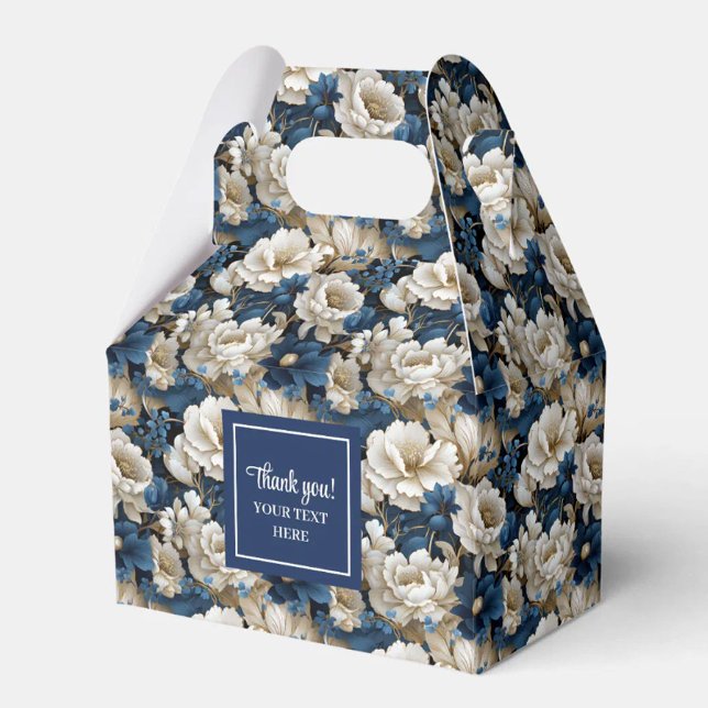 Trendig blå elfenbensfärgad blomma Personlig prese Presentaskar (Trendy Blue Ivory Flowers Personalized Favor Box)