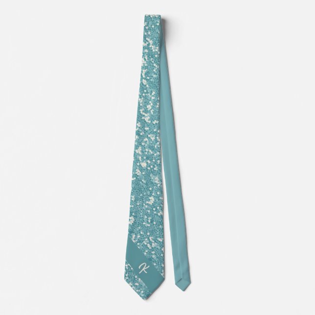 Trendig blå glittermonogram stilfull chic slips (Framsida)