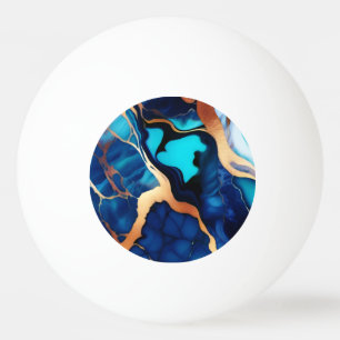 Trendig Blå gult Guld faux marble Pingisboll