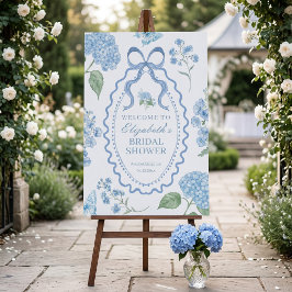 Trendig blå hortensia bröllopsdusch