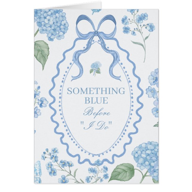 Trendig blå hortensia  hälsningskort (Framsidan)