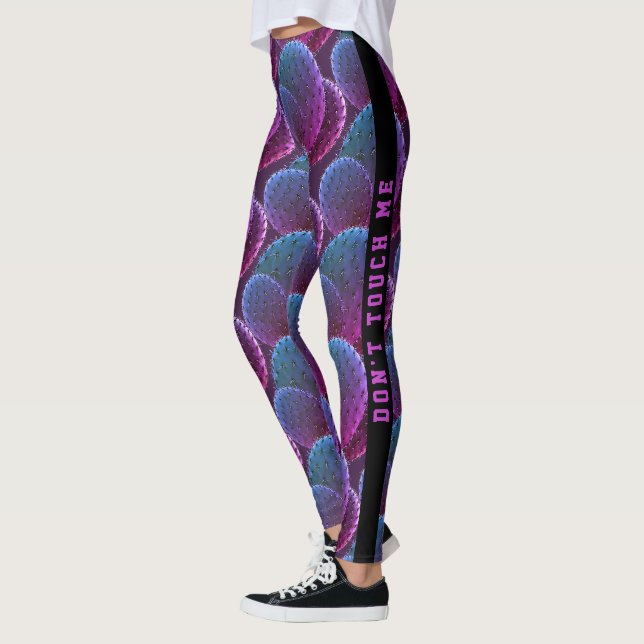 Trendig blå och lila ökenkaktusmönster leggings (Vänster)