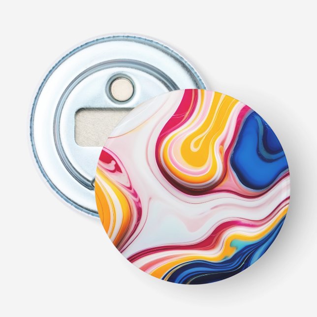 Trendig Blå Rosa gul vit falsk marmor Flasköppnare (Framsidan)