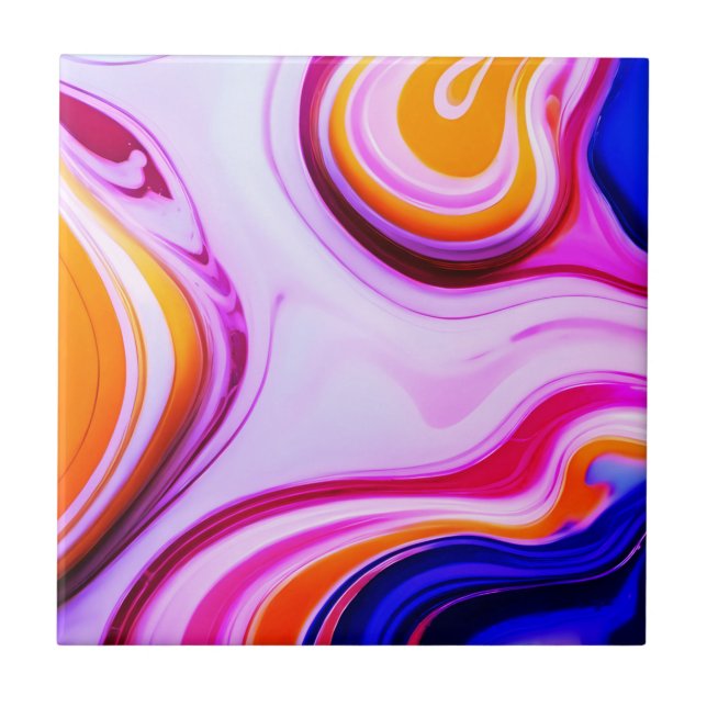 Trendig Blå Rosa gul vit falsk marmor Kakelplatta (Framsidan)