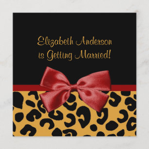 Trendig Black and Guld Leopard Print Möhippa Inbjudningar
