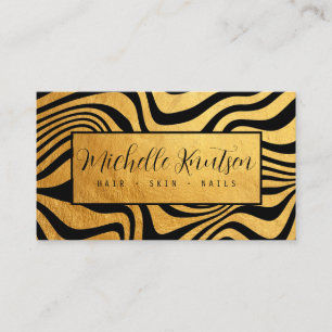 Trendig Black and Guld Makeup Artist Hair Salon Visitkort
