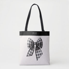 Trendig Black and White Gingham Bow Tygkasse