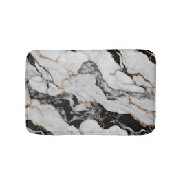 Trendig Black and White Guld Marble Badrumsmatta