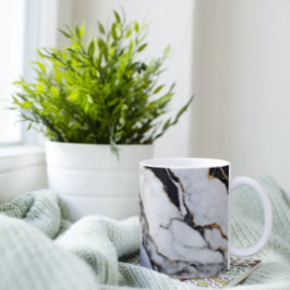 Trendig Black and White Guld Marble Kaffemugg