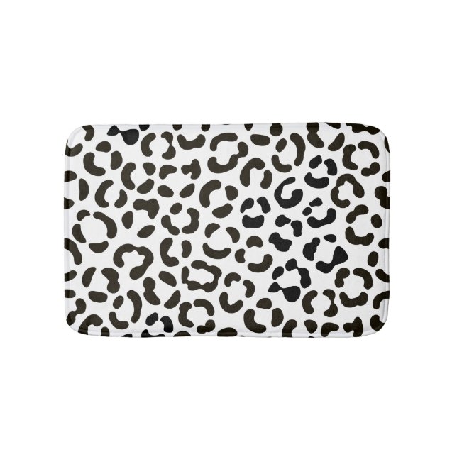 Trendig Black and White Leopard Skriv ut Mönster Badrumsmatta (Framsidan)