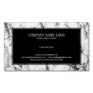 Trendig Black and White Marble Stone Mönster Visitkortmagnet