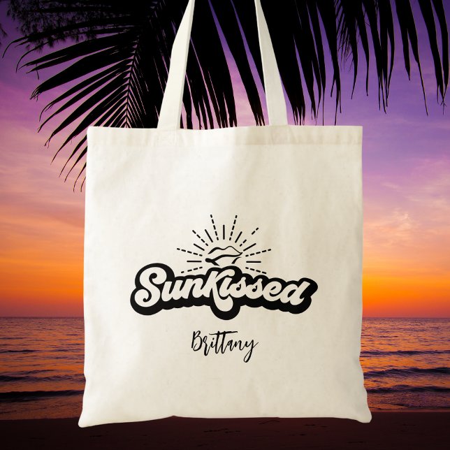 Trendig Black and White Modern Script Namn Tygkasse (Skapare uppladdad)