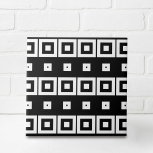 Trendig Black and White Op Art Geometric Mönster Kakelplatta