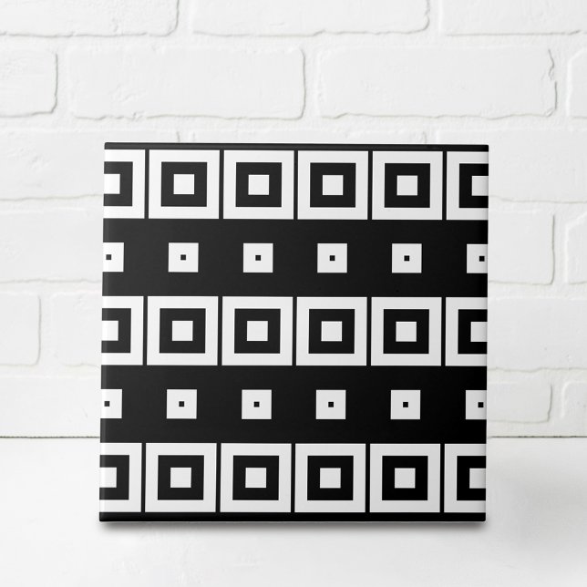 Trendig Black and White Op Art Geometric Mönster Kakelplatta (Skapare uppladdad)