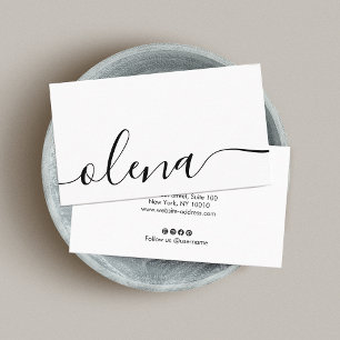 Trendig Black and White Script Calligraphy Busines Visitkort