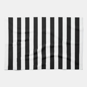 Trendig Black and White Wide Vågrät Rand Kökshandduk