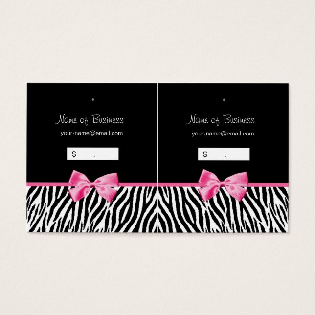 Trendig Black and White Zebra tryck HOPP Märkre Visitkort (Framsidan)