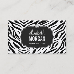 Trendig Black and White Zebra tryck Shiny Diamond Visitkort