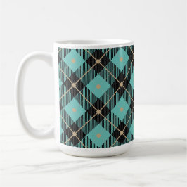 Trendig Black Aqua Play Mönster Kaffemugg