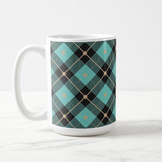Trendig Black Aqua Play Mönster Kaffemugg (Vänster)