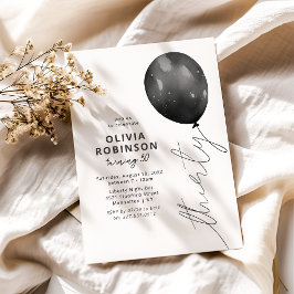 Trendig Black Balloon 30års födelsedag Inbjudningar