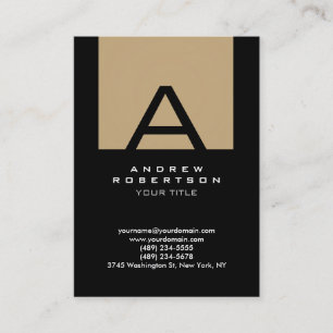 Trendig Black Beige Monogram Rand Affärskort Visitkort