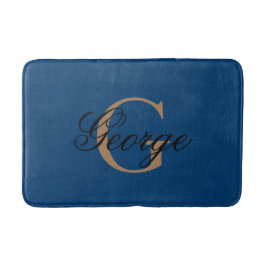 Trendig Black Blue Guld Snyggt Monogram Badrumsmatta