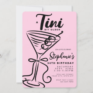 Trendig Black Bow Tini Bit Older 30års födelsedag Inbjudningar