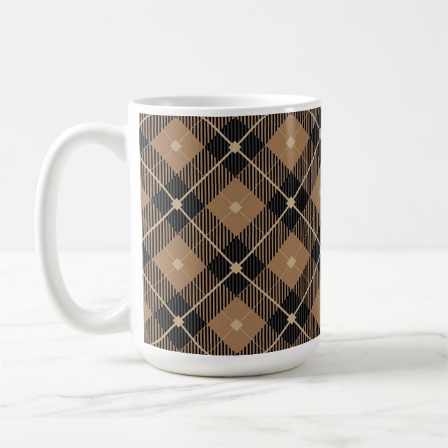 Trendig Black Brown Play Mönster Kaffemugg (Vänster)