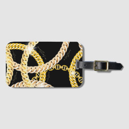 Trendig Black Golden Chain Luggage Tag Bagagebricka