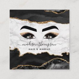 Trendig Black & Guld Girly Makeup Artist Fyrkantigt Visitkort