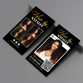 Trendig Black Guld Gnistra Photo Hairstylist Visitkort