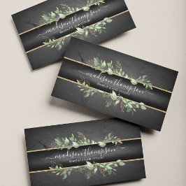 Trendig Black & Guld - Modern blomma Visitkort