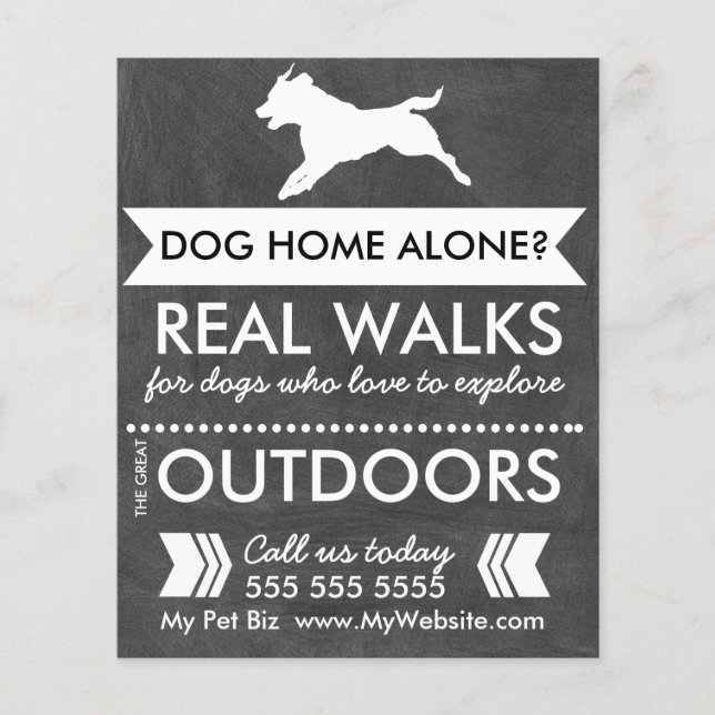 Trendig Black Hund Silhouette Dog Walker Flyer (Framsidan)