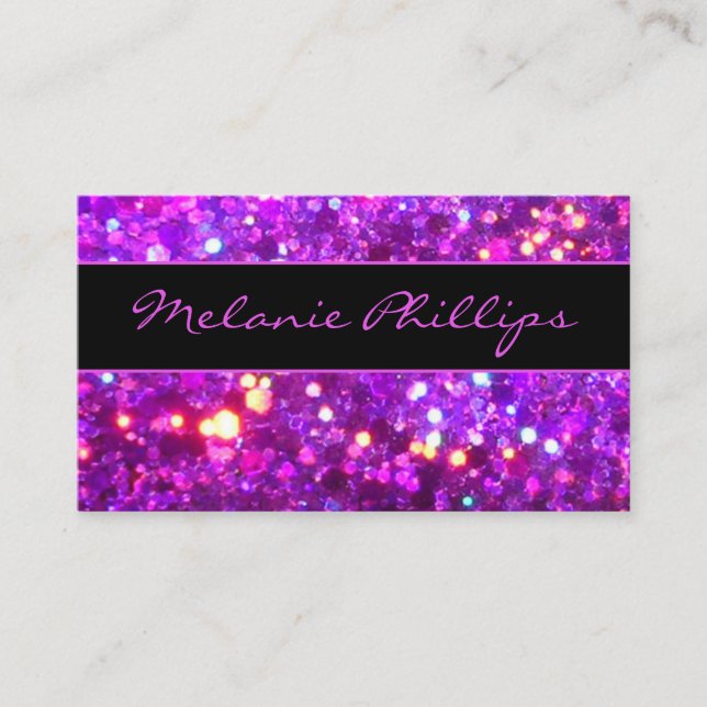 Trendig Black & Lavender Rosa Chunky Glitter Visitkort (Framsida)