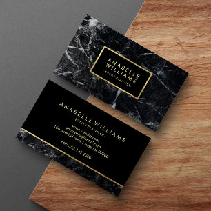 Trendig Black Marble och Guld Struktur Visitkort