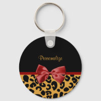Trendig Black och Guld Leopard Skriv ut Red Ribbon