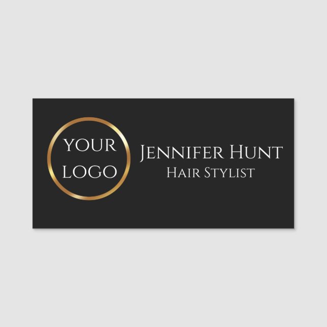 Trendig Black och Guld Namnbricka (Framsida)