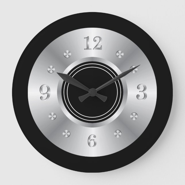 Trendig Black och Silver Stor Klocka (Framsida)
