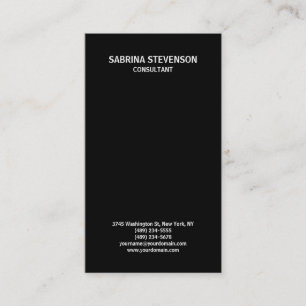 Trendig Black Plain Simple Minimalist Snyggt Visitkort