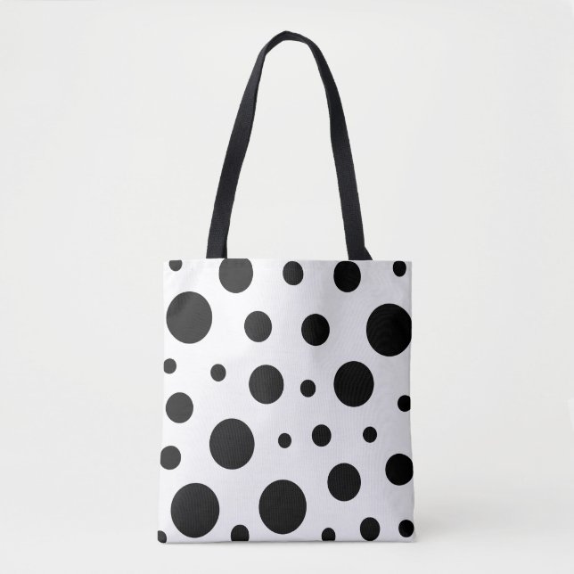 Trendig Black Polka Dot Mönster Tygkasse (Framsida)