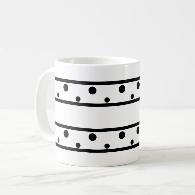 Trendig Black Polka dots Kaffemugg (Framsida vänster)