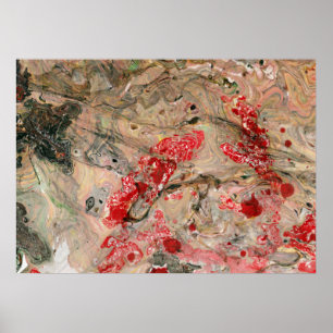 Trendig Black Red Brown Grönt Modern Abstrakt Art Poster