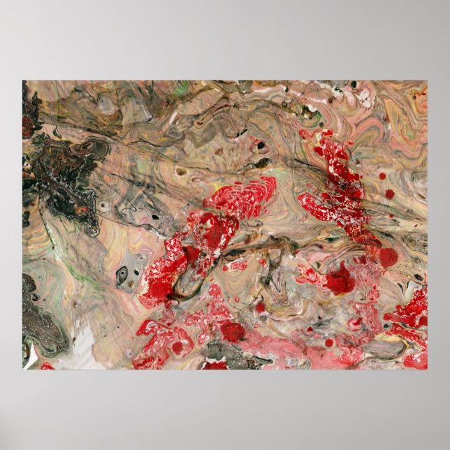Trendig Black Red Brown Grönt Modern Abstrakt Art Poster (Framsidan)