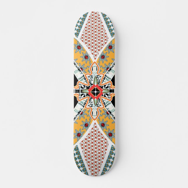 Trendig Black Red Gult Tribal Skateboard Deck (Framsida)